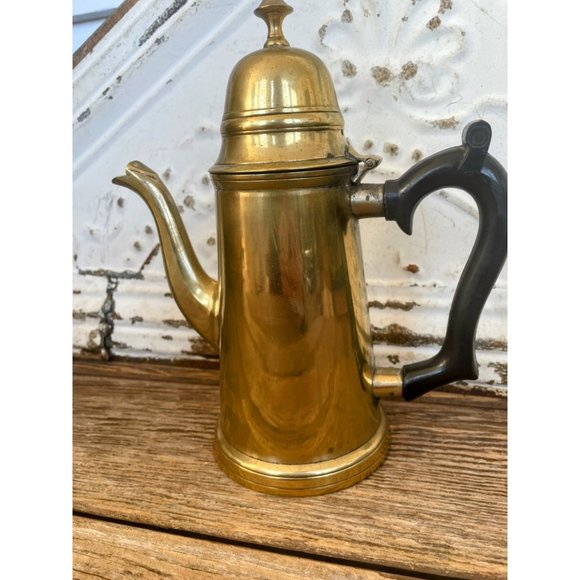 Vintage Long Solid Heavy Brass Coffee/Teapot - Picture 9 of 12